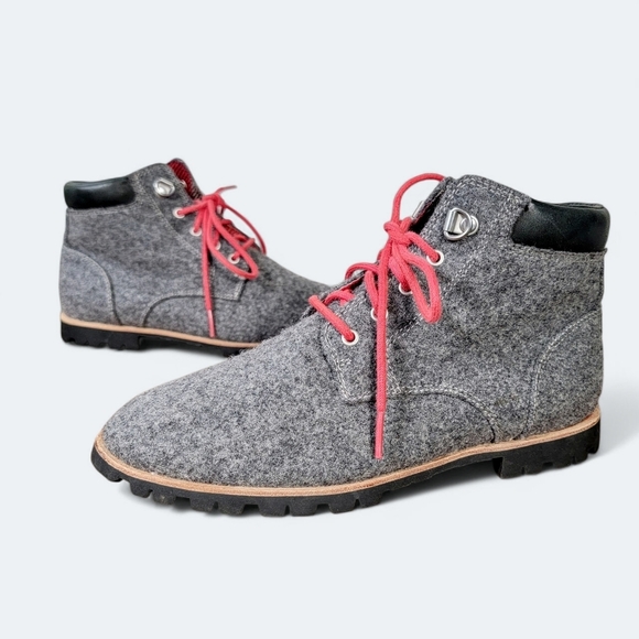 Woolrich Gray Wool Ankle Boots with Red Laces Women's Size 6 Retro Vibes Hiking - Picture 15 of 15